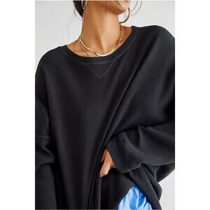 Intimately Free People Early Night Thermal Women's Small Gray Waffle Knit Top